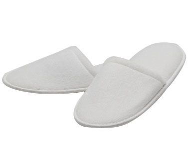 White Closed Toe Slipper (short towelling)