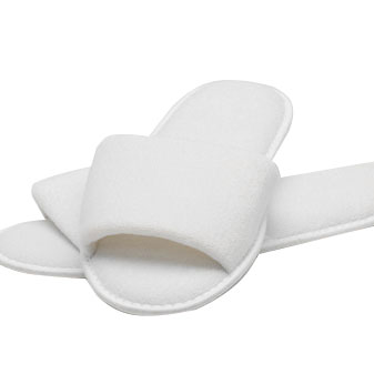 White Open Toe Slipper (short towelling)